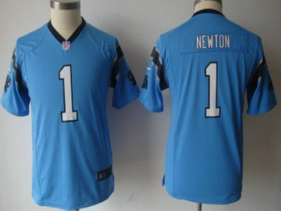 Nike Carolina Panthers 1 Cam Newton Light Blue Game Kids Jersey