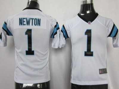 Nike Carolina Panthers 1 Cam Newton White Game Kids Jersey