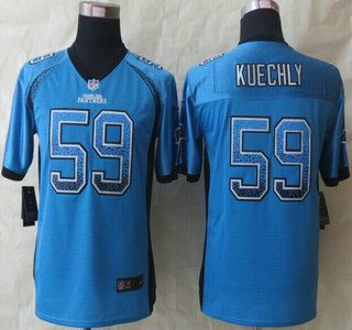 Nike Carolina Panthers #59 Luke Kuechly Drift Fashion Blue Elite Kids Jersey
