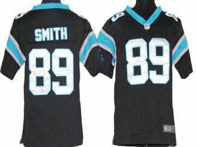 Nike Carolina Panthers 89 Steve Smith Black Game Kids Jersey