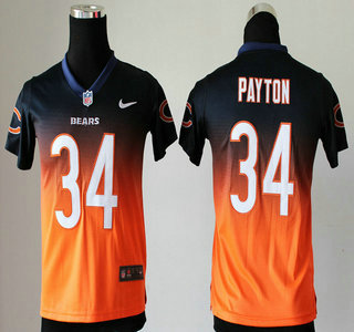 Nike Chicago Bears #34 Walter Payton Drift Fashion II Blue With Orange Elite kids Jersey