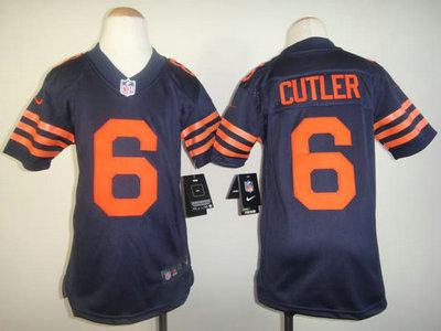 Nike Chicago Bears 6 Jay Cutler Blue With Orange Game Kids Jersey