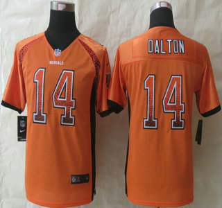 Nike Cincinnati Bengals #14 Andy Dalton Drift Fashion Orange Elite Kids Jersey