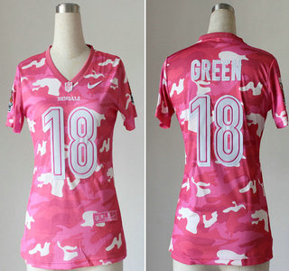 Nike Cincinnati Bengals #18 A.J. Green Fashion 2013 New Pink Camo Women's Jersey