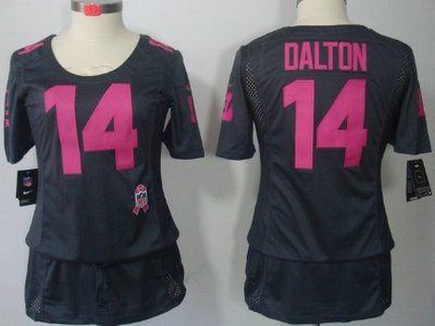 Nike Cincinnati Bengals 14 Andy Dalton Breast Cancer Awareness Gray Womens Jersey
