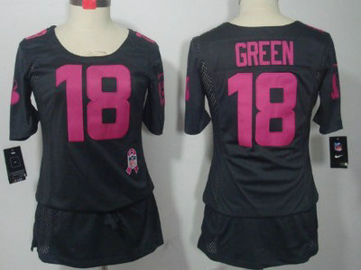 Nike Cincinnati Bengals 18 A.J. Green Breast Cancer Awareness Gray Womens Jersey