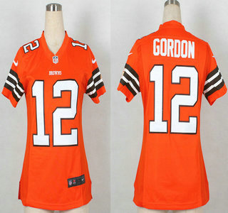 Nike Cleveland Browns #12 Josh Gordon Orange Game Womens Jersey