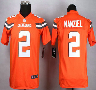 Nike Cleveland Browns #2 Johnny Manziel 2015 Orange Game Kids Jersey