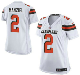 Nike Cleveland Browns #2 Johnny Manziel 2015 White Game Womens Jersey