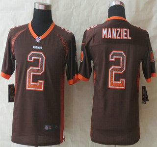 Nike Cleveland Browns #2 Johnny Manziel Drift Fashion Brown Elite Kids Jersey