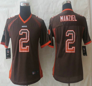 Nike Cleveland Browns #2 Johnny Manziel Drift Fashion Brown Elite Womens Jersey