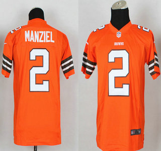 Nike Cleveland Browns #2 Johnny Manziel Orange Game Kids Jersey