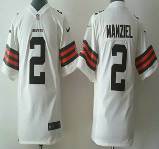 Nike Cleveland Browns #2 Johnny Manziel White Game Kids Jersey