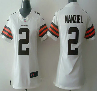 Nike Cleveland Browns #2 Johnny Manziel White Game Womens Jersey