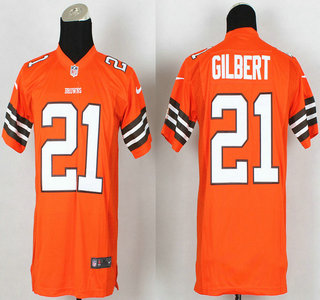 Nike Cleveland Browns #21 Justin Gilbert Orange Game Kids Jersey