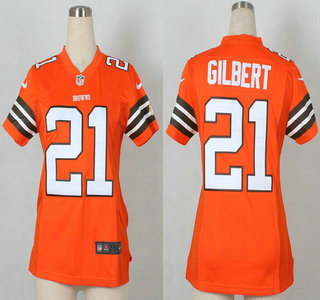 Nike Cleveland Browns #21 Justin Gilbert Orange Game Womens Jersey