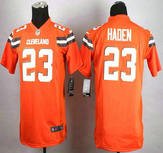 Nike Cleveland Browns #23 Joe Haden 2015 Orange Game Kids Jersey