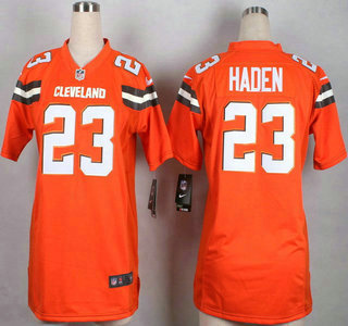 Nike Cleveland Browns #23 Joe Haden 2015 Orange Game Womens Jersey