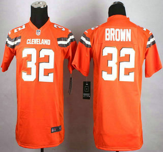 Nike Cleveland Browns #32 Jim Brown 2015 Orange Game Kids Jersey