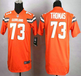 Nike Cleveland Browns #73 Joe Thomas 2015 Orange Game Kids Jersey