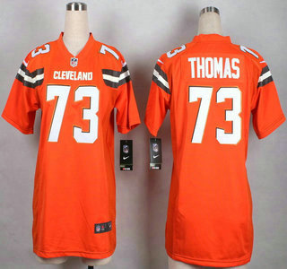 Nike Cleveland Browns #73 Joe Thomas 2015 Orange Game Womens Jersey
