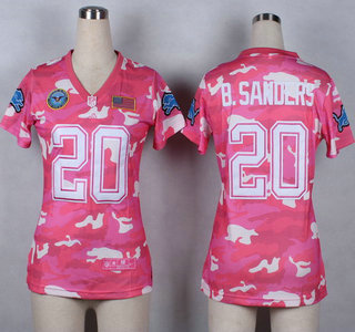 Nike Detroit Lions #20 Barry Sanders 2014 Salute to Service Pink Camo Womens Jersey