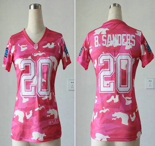 Nike Detroit Lions #20 Barry Sanders Fashion 2013 New Pink Camo Women's Jersey
