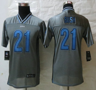 Nike Detroit Lions #21 Reggie Bush Grey Vapor Elite Kids Jersey