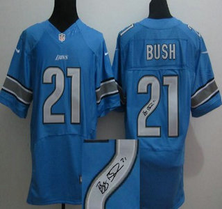 Nike Detroit Lions #21 Reggie Bush Light Blue Signature Elite Jersey