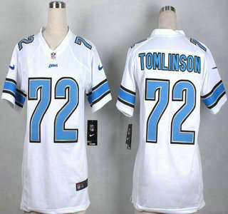 Nike Detroit Lions #72 Laken Tomlinson White Game Womens Jersey