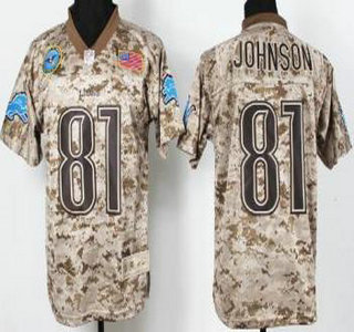 Nike Detroit Lions #81 Calvin Johnson Salute to Service Digital Camo Elite  Jersey