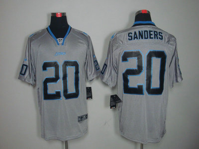 Nike Detroit Lions 20 Barry Sanders Lights Out Black Name Grey Elite Jerseys