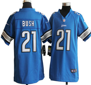 Nike Detroit Lions 21 Reggie Bush Blue Game Kids Jersey