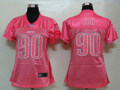 Nike Detroit Lions 90 Ndamukong Suh Pink Elite Womens Jerseys
