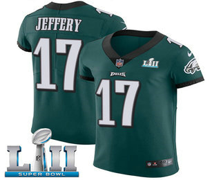 Nike Eagles #17 Alshon Jeffery Midnight Green Team Color Super Bowl LII Men's Stitched NFL Vapor Untouchable Elite Jersey
