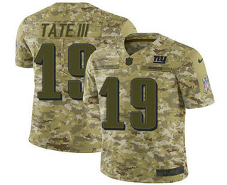 Nike Giants #19 Golden Tate Camo Men's Stitched NFL Limited 2018 Salute To Service Jersey