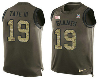 Nike Giants #19 Golden Tate Green Men's Stitched NFL Limited Salute To Service Tank Top Jersey