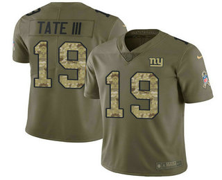 Nike Giants #19 Golden Tate Olive Camo Men's Stitched NFL Limited 2017 Salute To Service Jersey