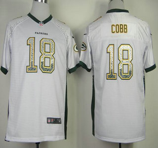 Nike Green Bay Packers #18 Randall Cobb Drift Fashion White Elite Kids Jersey