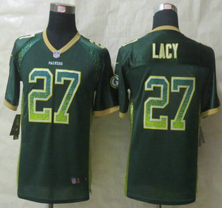 Nike Green Bay Packers #27 Eddie Lacy Drift Fashion Green Elite Kids Jersey