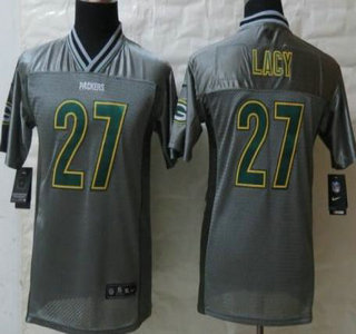 Nike Green Bay Packers #27 Eddie Lacy Elite Grey Vapor Kids Jersey