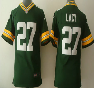 Nike Green Bay Packers #27 Eddie Lacy Green Game Kids Jersey