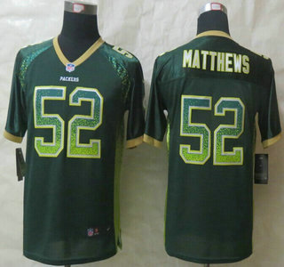 Nike Green Bay Packers #52 Clay Matthews Drift Fashion Green Elite Kids Jersey