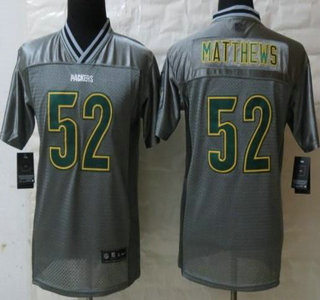 Nike Green Bay Packers #52 Clay Matthews Grey Vapor Elite Kids Jersey