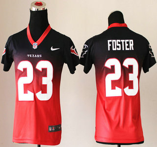 Nike Houston Texans #23 Arian Foster Drift Fashion II Blue With Red Elite Kids Jersey