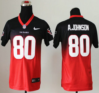 Nike Houston Texans #80 Andre Johnson Drift Fashion II Blue With Red Elite Kids Jersey