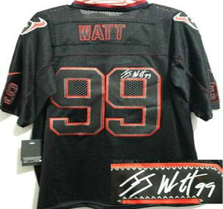 Nike Houston Texans #99 J.J. Watt Elite Light Out Black Signed Jersey