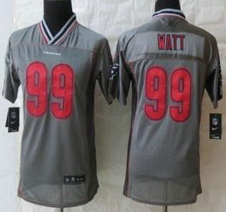 Nike Houston Texans #99 J.J. Watt Grey Vapor Elite Kids Jersey