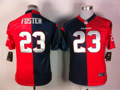 Nike Houston Texans 23 Arian Foster Blue and Red Split Game Kids Jersey