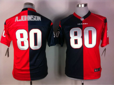 Nike Houston Texans 80 Andre Johnson Blue and Red Split Game Kids Jersey